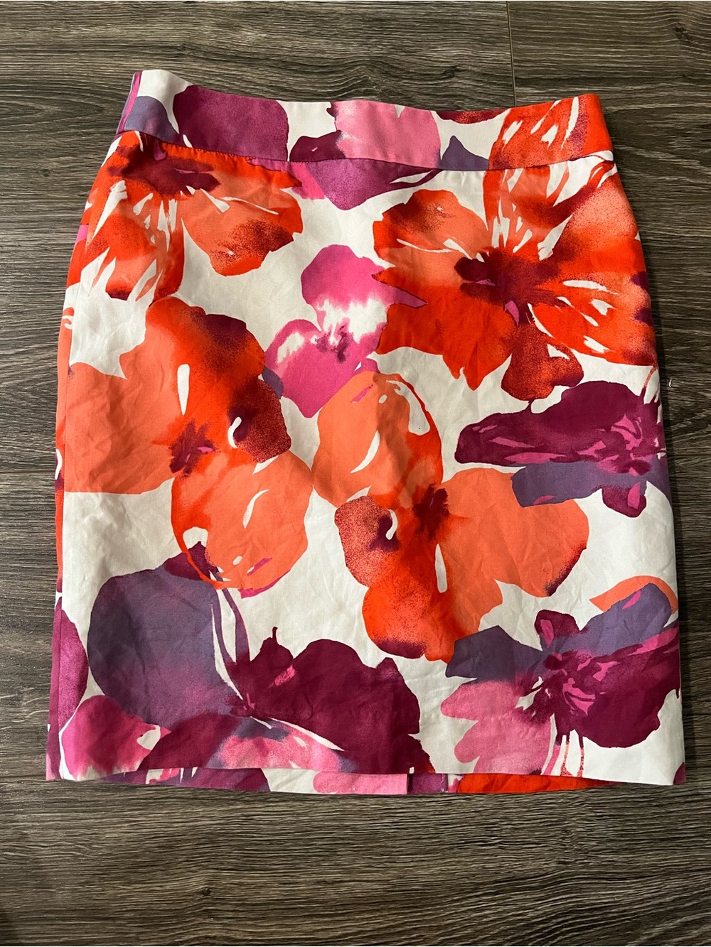 LOFT Floral Pencil Skirt in White, Orange & Pink
